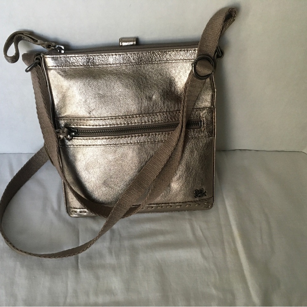 The Sam Metallic Pewter Crossbody Bag